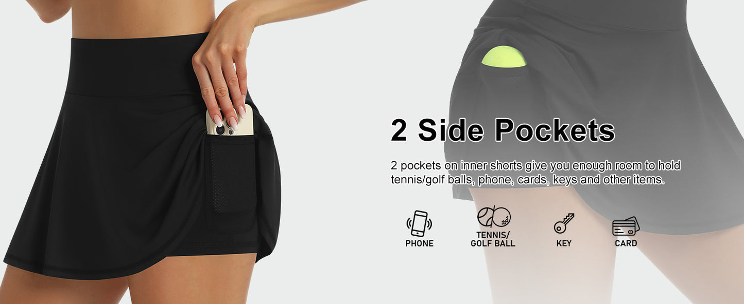 LouKeith Womens Tennis Skirt High Waisted Pleated Golf Skirts Mini Casual Workout Athletic Skorts with Pockets