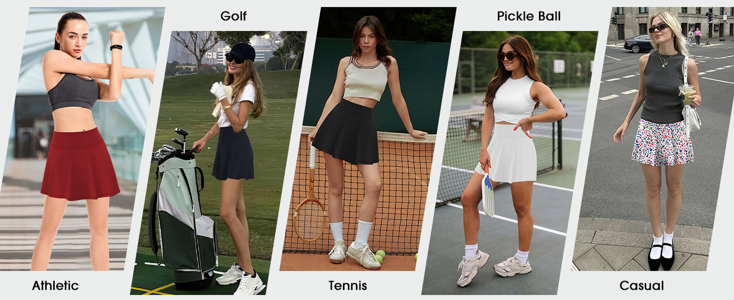 LouKeith Womens Tennis Skirt High Waisted Pleated Golf Skirts Mini Casual Workout Athletic Skorts with Pockets