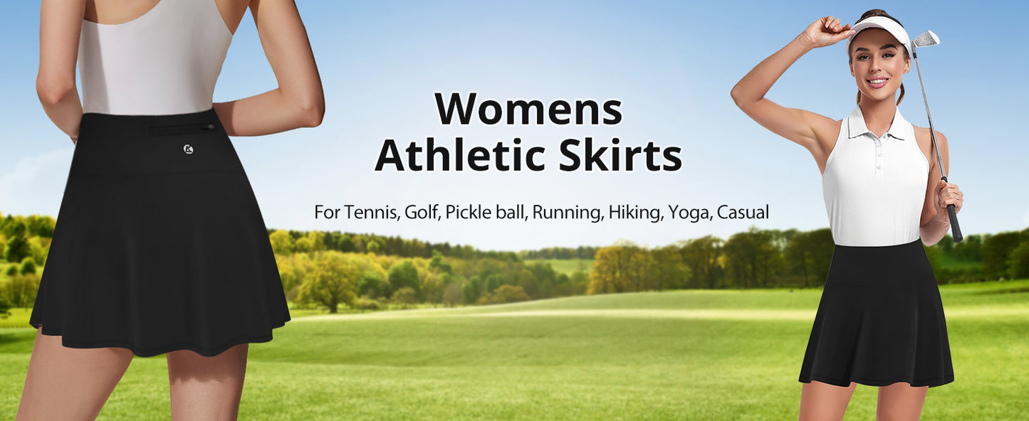 LouKeith Womens Tennis Skirt High Waisted Athletic Skorts Running Casual Pickle Ball Golf Skirts with Pockets