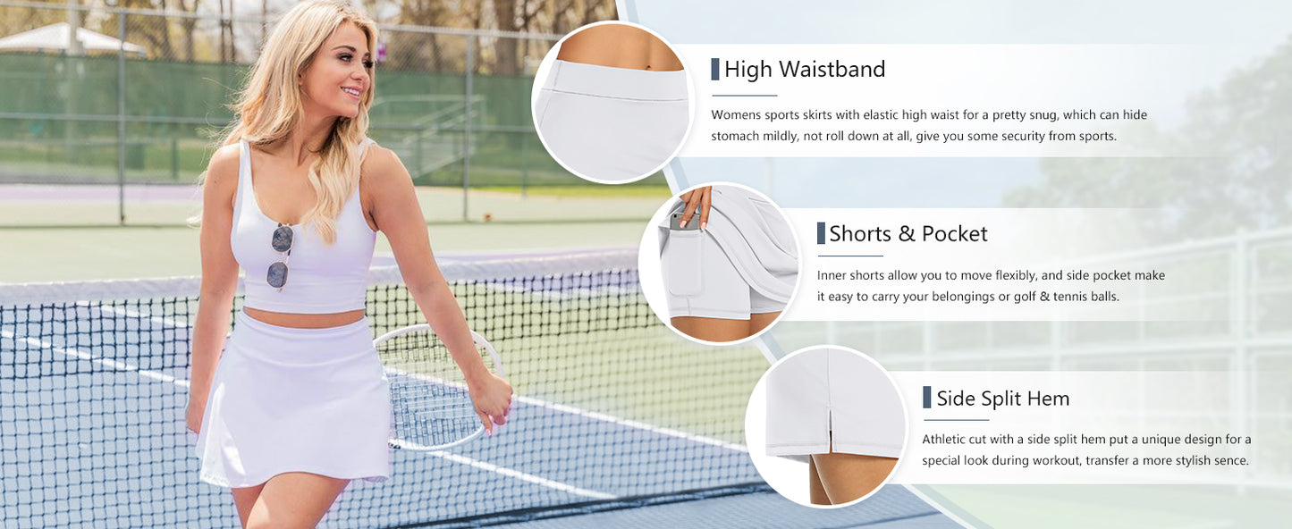 LouKeith Tennis Skirts for Women Golf Athletic Activewear Skorts Mini Summer Workout Running Shorts with Pockets