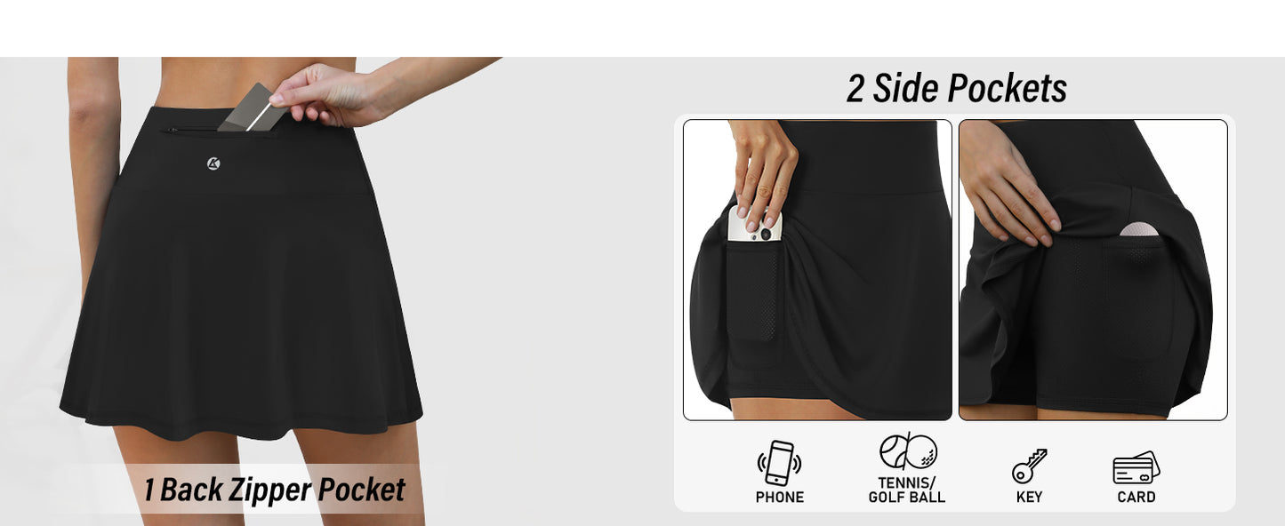 LouKeith Womens Tennis Skirt High Waisted Athletic Skorts Running Casual Pickle Ball Golf Skirts with Pockets
