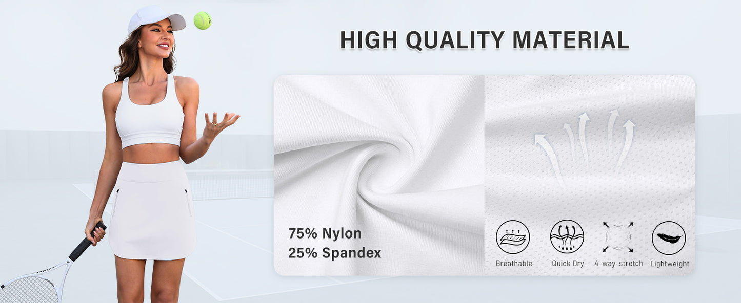 LouKeith Golf Skirts for Women Tennis Skirt with Zipper Pockets High Waisted Running Casual Athletic Skorts Built-in Shorts