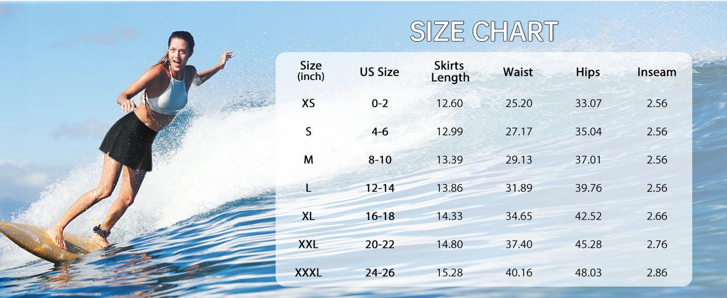 Womens High Waisted Swim Skirt with Pocket Tankini Swimsuit Bathing Suit Bottoms