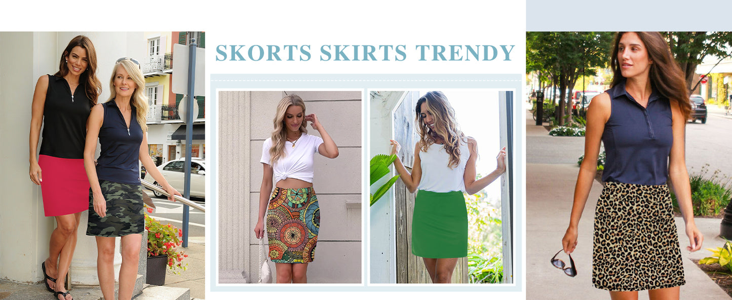 LouKeith 19" Womens Tennis Skirt Knee Length Athletic Skorts Dressy Casual Workout Golf Skirts with Shorts Pockets