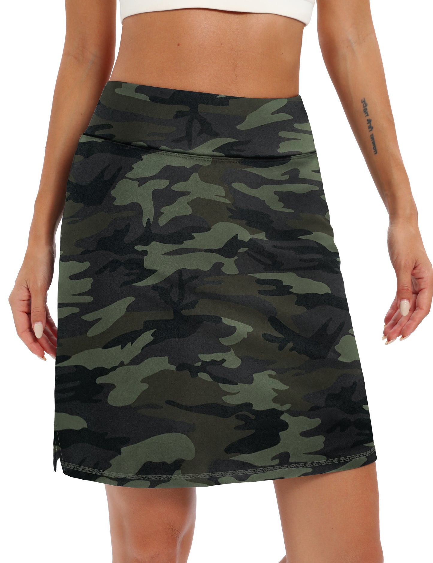 LouKeith 19" Womens Tennis Skirt Knee Length Athletic Skorts Dressy Casual Workout Golf Skirts with Shorts Pockets