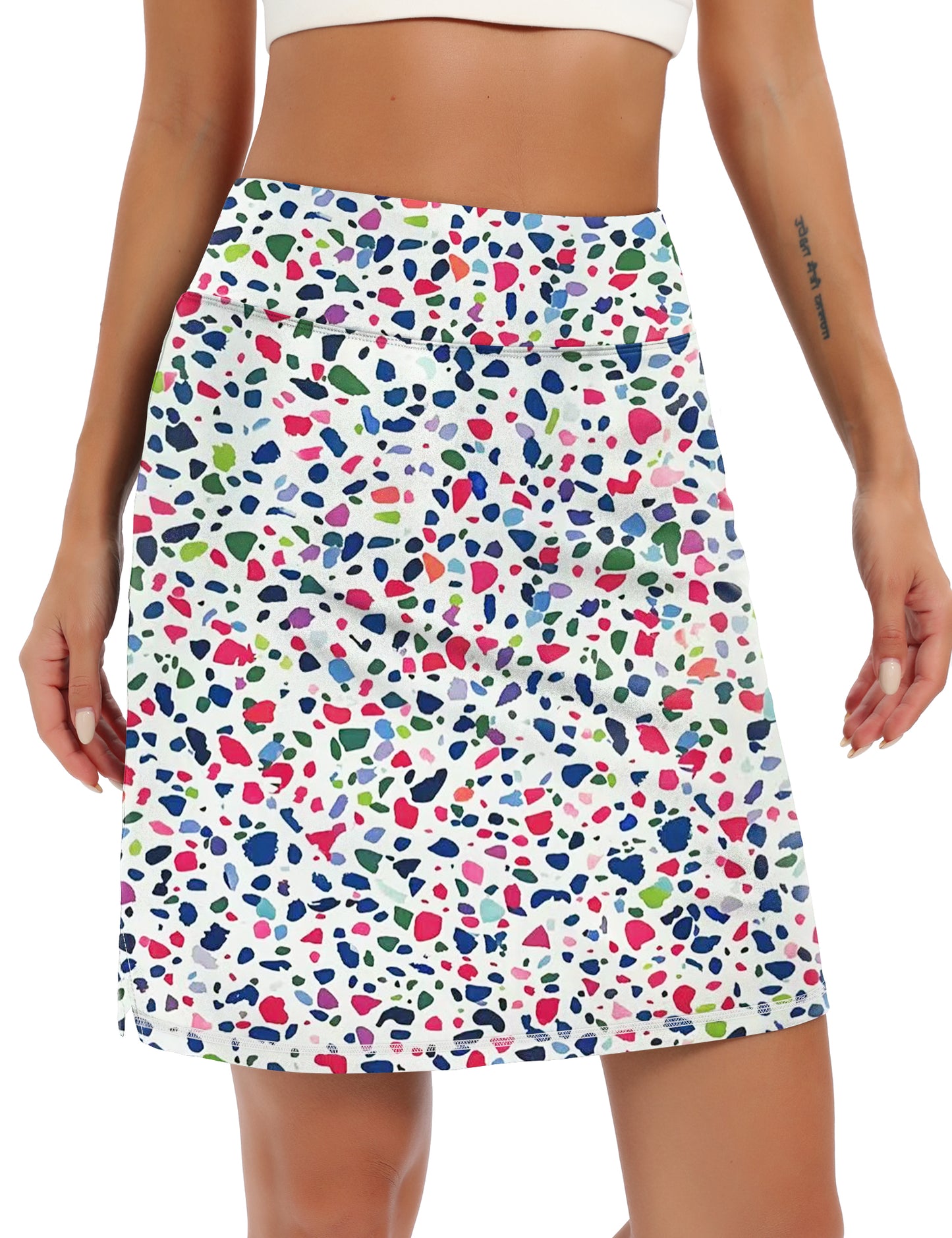 LouKeith 19" Womens Tennis Skirt Knee Length Athletic Skorts Dressy Casual Workout Golf Skirts with Shorts Pockets