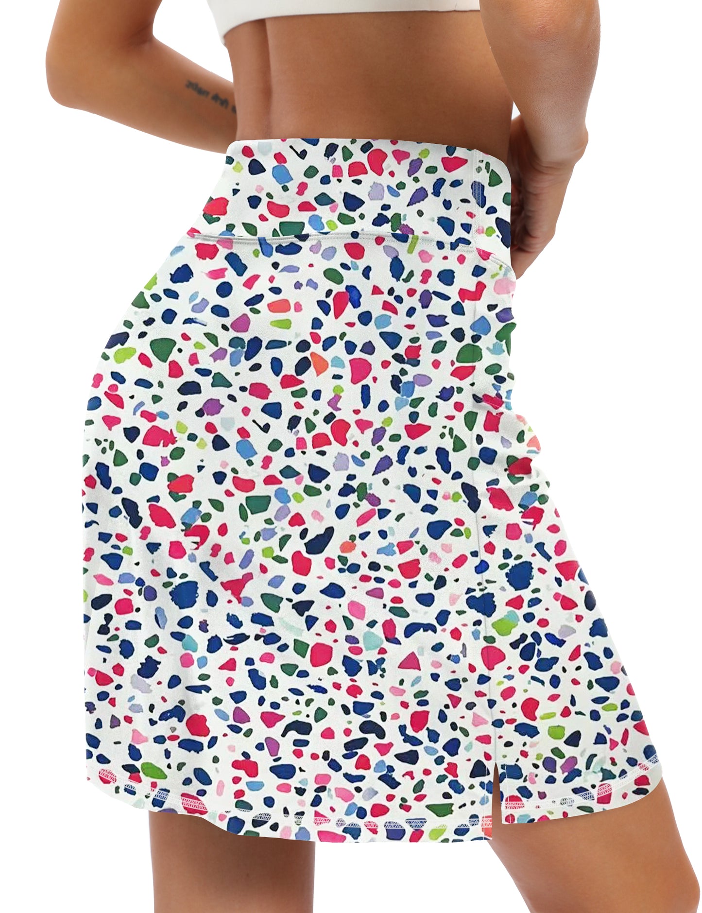 LouKeith 19" Womens Tennis Skirt Knee Length Athletic Skorts Dressy Casual Workout Golf Skirts with Shorts Pockets
