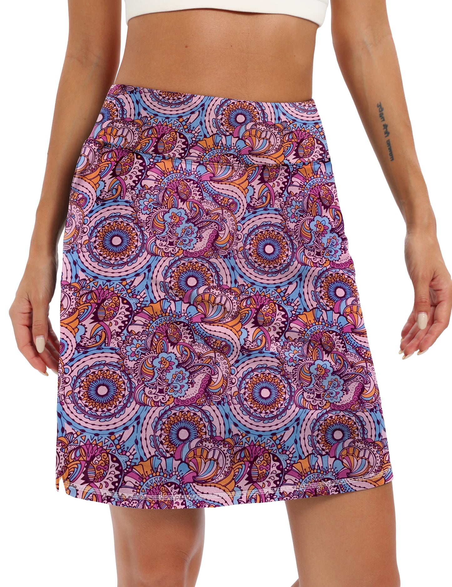 LouKeith 19" Womens Tennis Skirt Knee Length Athletic Skorts Dressy Casual Workout Golf Skirts with Shorts Pockets