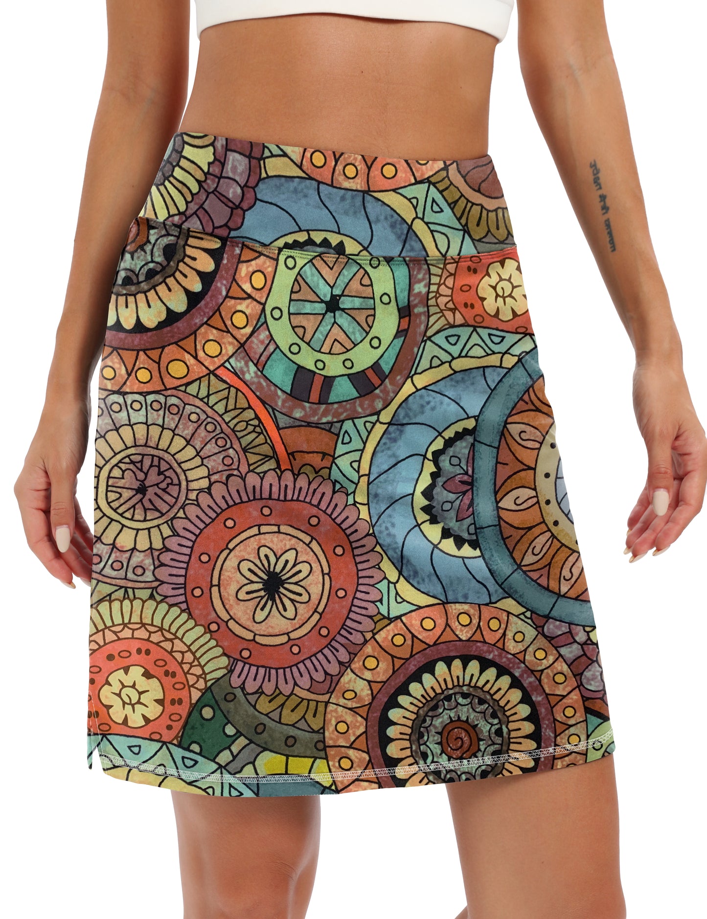 LouKeith 19" Womens Tennis Skirt Knee Length Athletic Skorts Dressy Casual Workout Golf Skirts with Shorts Pockets