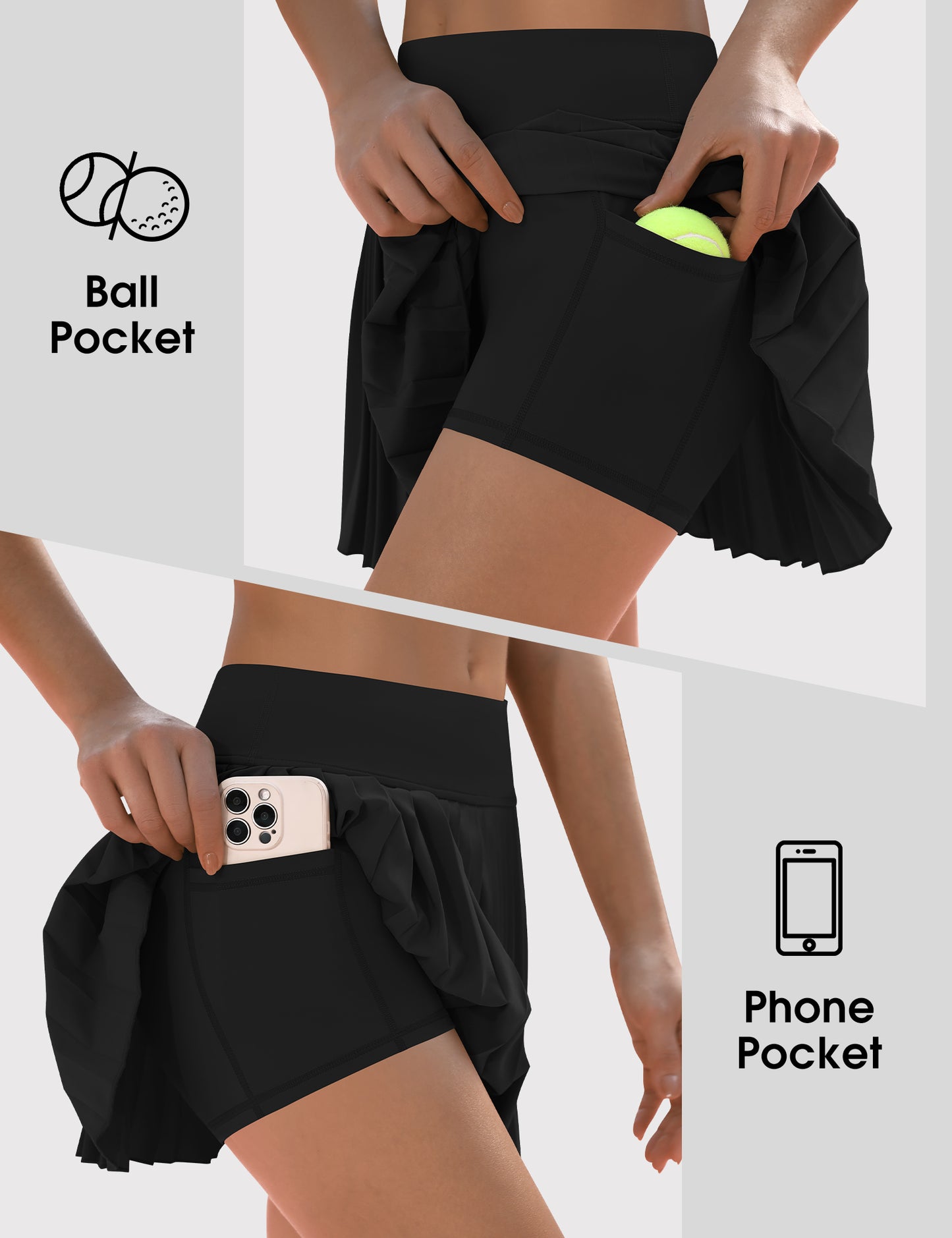 LouKeith Pleated Tennis Skirt High Waisted Golf Skirts with Shorts Pockets Casual Workout Athletic Skorts for Woman