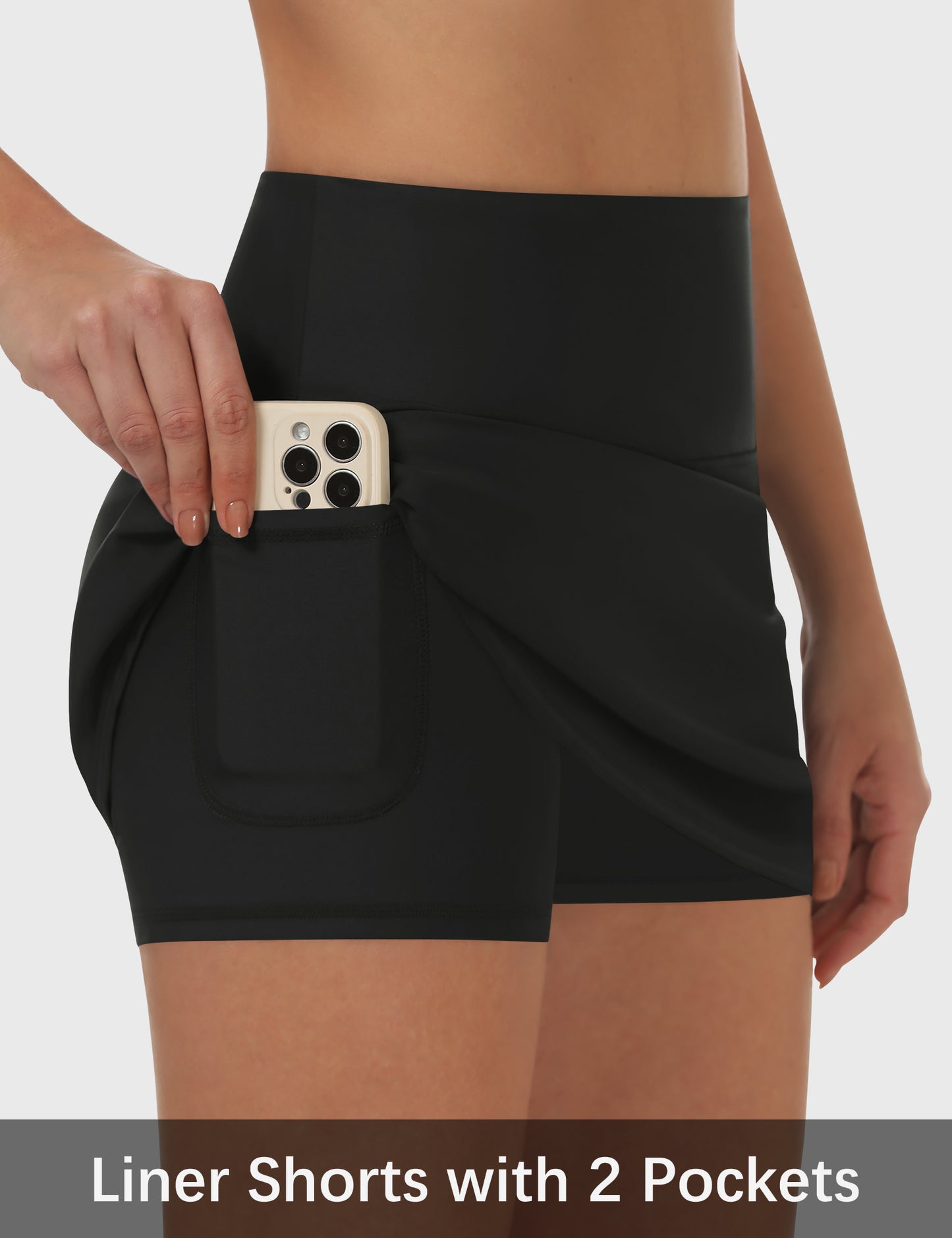 Womens High Waisted Swim Skirt with Pocket Tankini Swimsuit Bathing Suit Bottoms