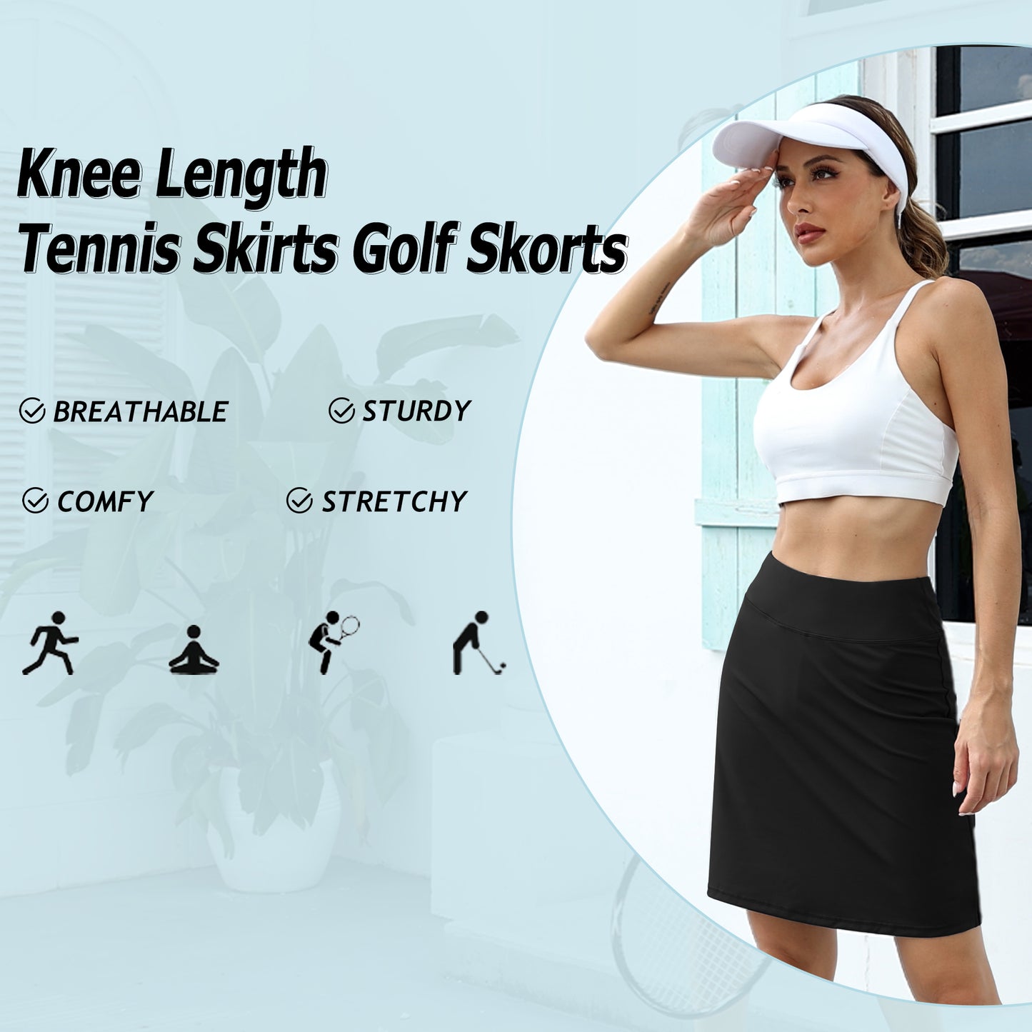 LouKeith Tennis Skirts for Women High Waisted Golf Skirt Dressy Casual Workout Running Active Athletic Skort with Pockets