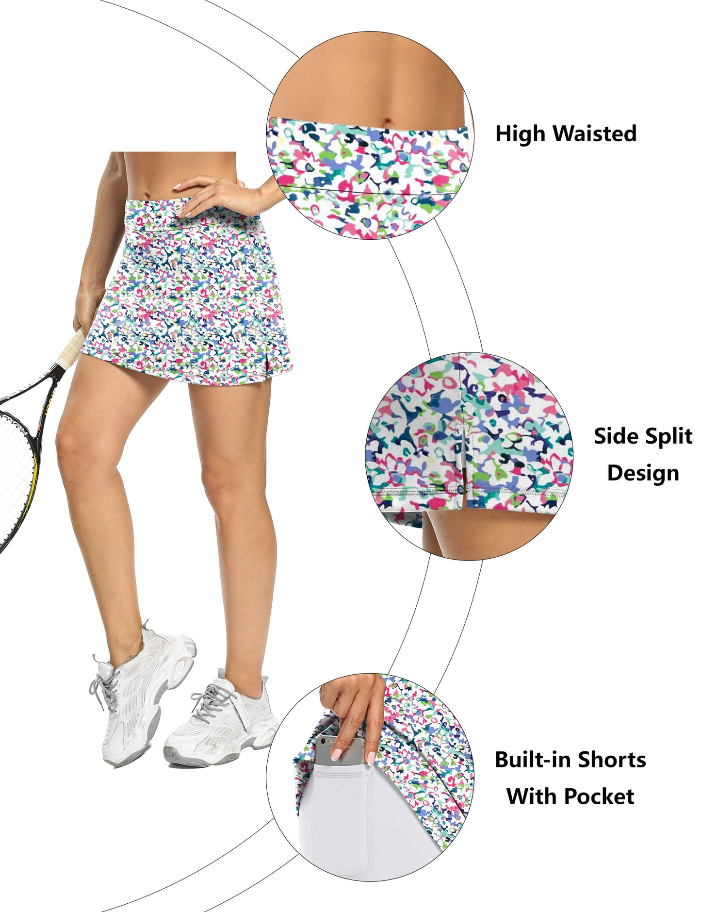 LouKeith Tennis Skirts for Women High Waisted Athletic Active Golf Skorts Mini Workout Running Skirts with Shorts Pockets