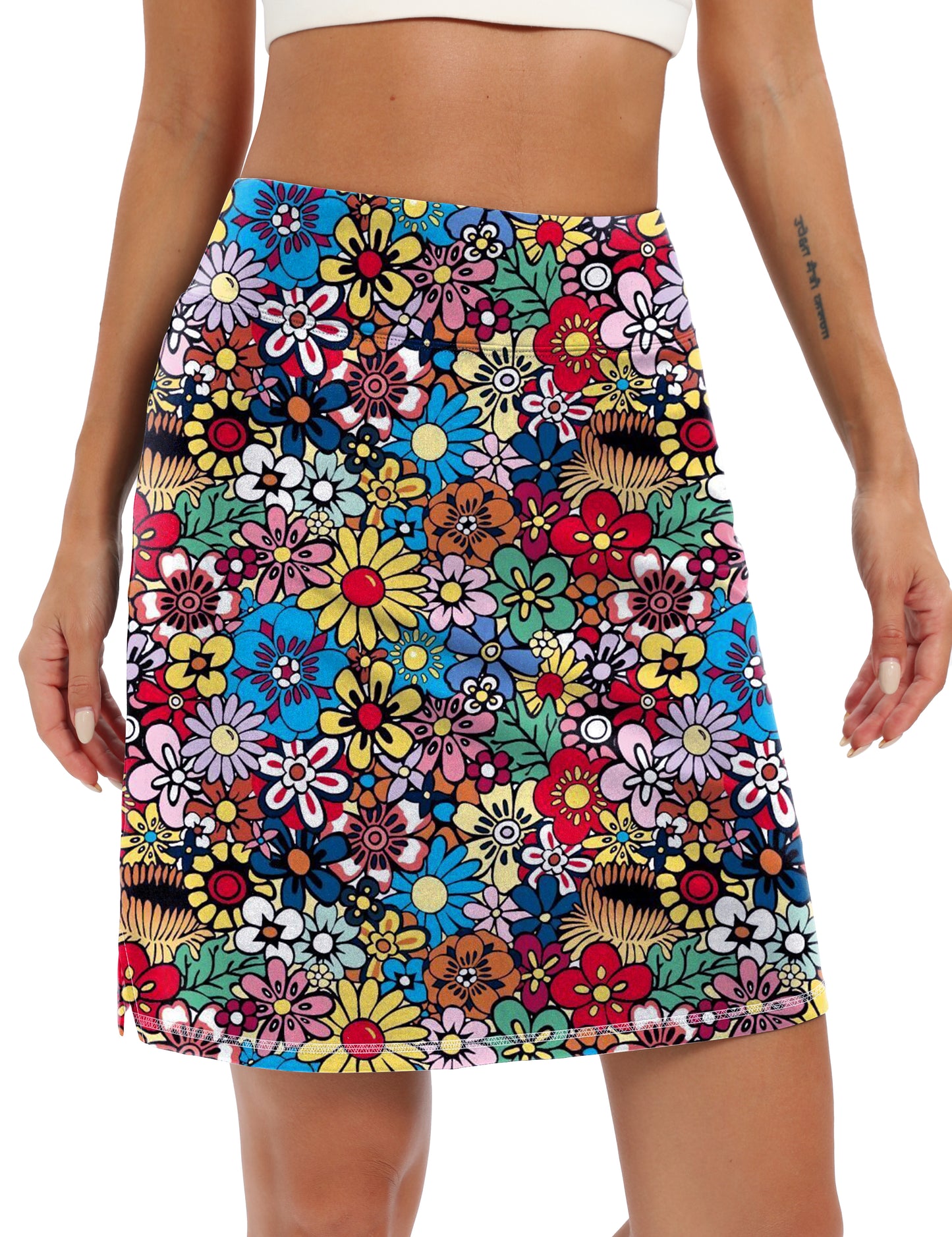 LouKeith 19" Womens Tennis Skirt Knee Length Athletic Skorts Dressy Casual Workout Golf Skirts with Shorts Pockets